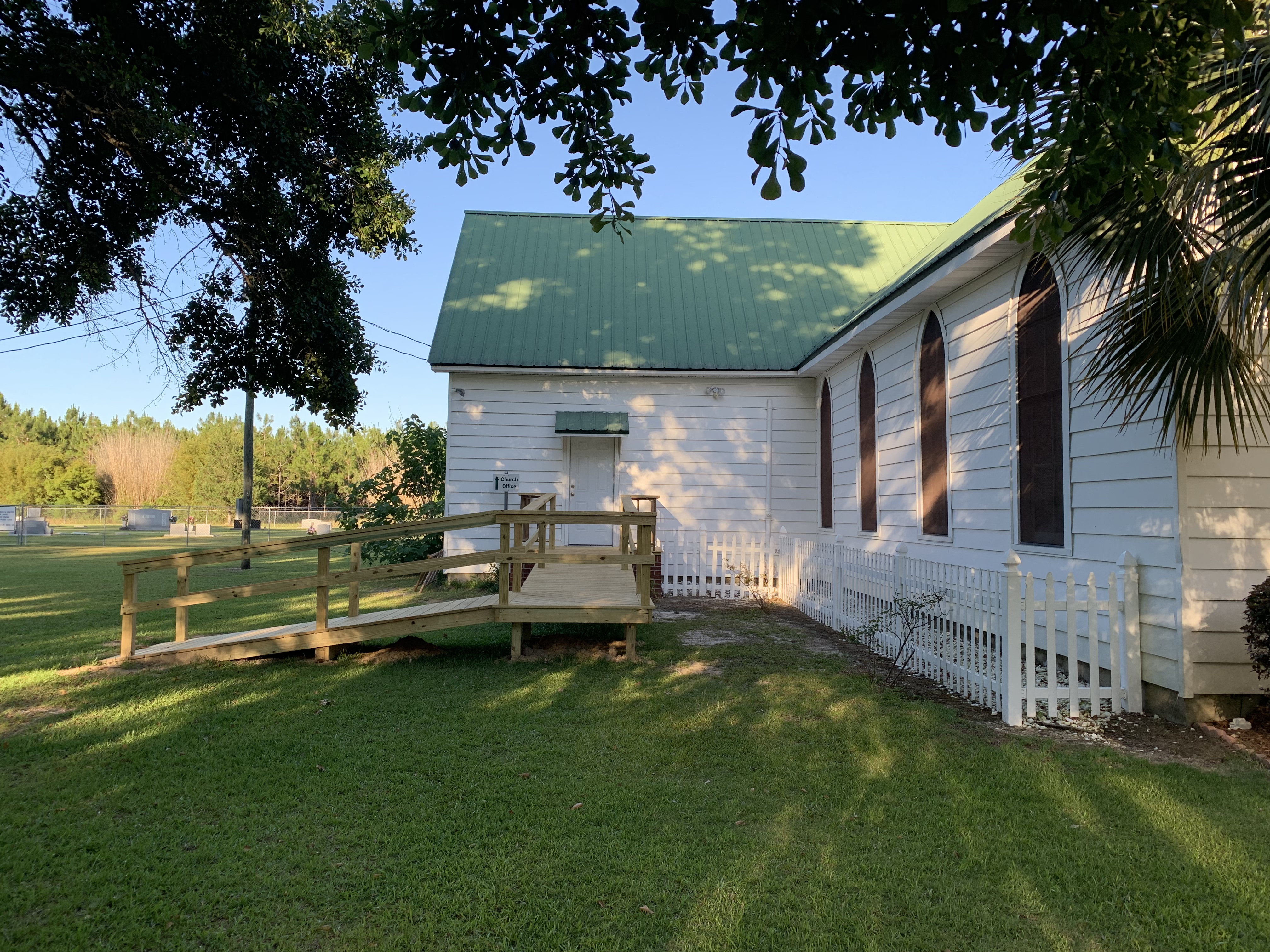 The new handicap access located on the north side of the church leads into the side door